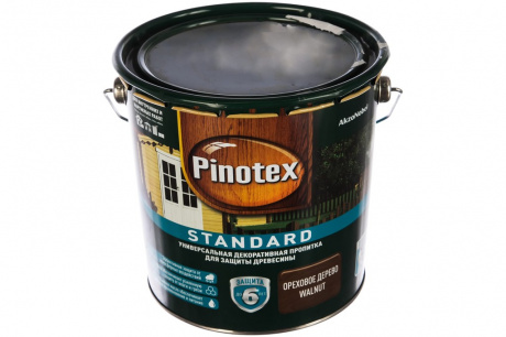 Купить Универсальная декоративная пропитка PINOTEX STANDARD CLR для древесины ореховое дерево 2,7 л фото №1